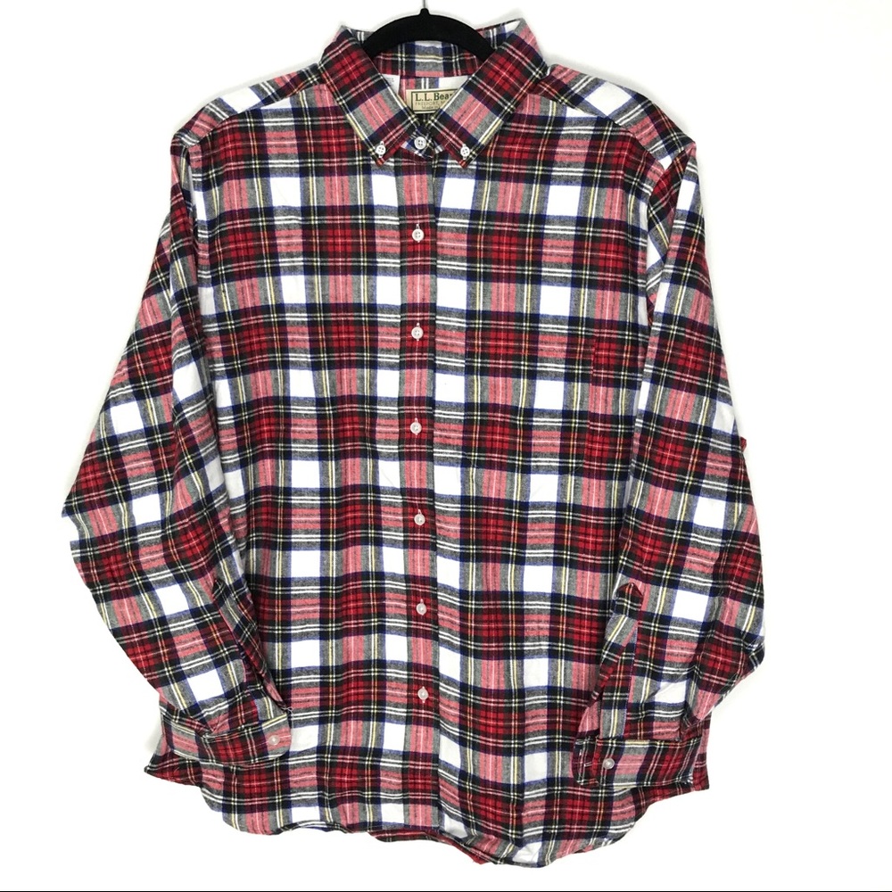 Vintage L.L. Bean 18 Red Plaid Check Flannel NOS